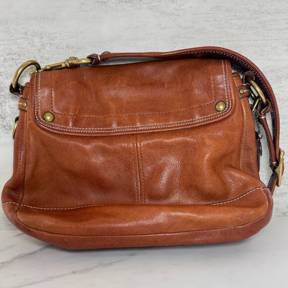 Vintage Brown Leather Saddle Shoulder Bag by Coach - Picture 2 of 11